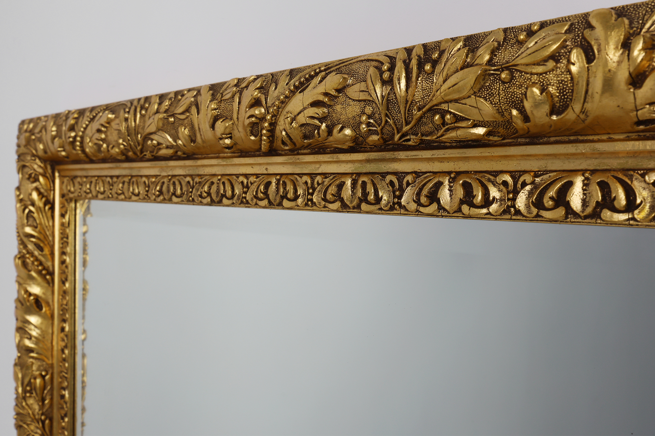 Large French Rustic Baroque Oak Wall Mirror, circa 1850thumbnail